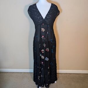 Johnny Was "Clarabelle" Embroidered Eyelet Maxi Dress